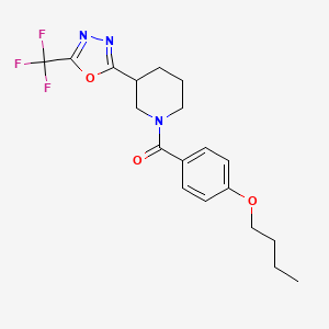 molecular formula C19H22F3N3O3 B2410811 (4-Butoxyphenyl)(3-(5-(trifluoromethyl)-1,3,4-oxadiazol-2-yl)piperidin-1-yl)methanone CAS No. 1396861-08-7