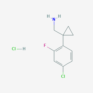 molecular formula C10H12Cl2FN B2410812 [1-(4-Chloro-2-fluorophenyl)cyclopropyl]methanamine hydrochloride CAS No. 1417635-37-0