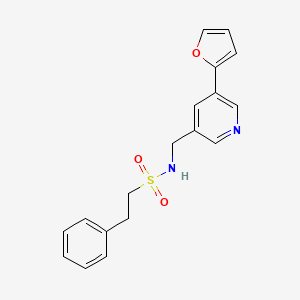 N-((5-(furan-2-yl)pyridin-3-yl)methyl)-2-phenylethanesulfonamide