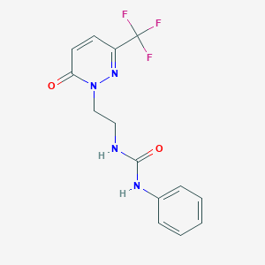 molecular formula C14H13F3N4O2 B2410822 1-[2-[6-Oxo-3-(trifluoromethyl)pyridazin-1-yl]ethyl]-3-phenylurea CAS No. 2415469-75-7