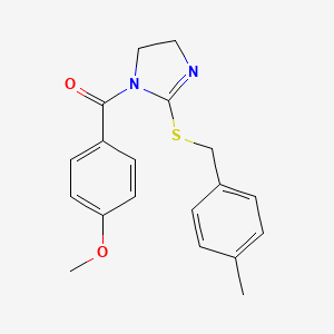 molecular formula C19H20N2O2S B2410833 (4-methoxyphenyl)(2-((4-methylbenzyl)thio)-4,5-dihydro-1H-imidazol-1-yl)methanone CAS No. 851804-90-5