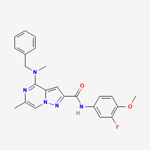 4-[benzyl(methyl)amino]-N-(3-fluoro-4-methoxyphenyl)-6-methylpyrazolo[1,5-a]pyrazine-2-carboxamide