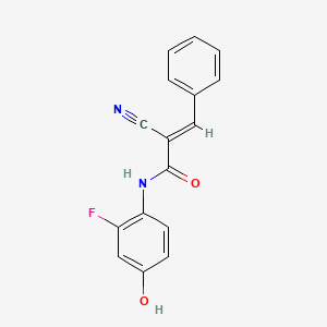molecular formula C16H11FN2O2 B2410853 (E)-2-cyano-N-(2-fluoro-4-hydroxyphenyl)-3-phenyl-2-propenamide CAS No. 320424-53-1