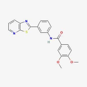 molecular formula C21H17N3O3S B2410862 3,4-dimethoxy-N-(3-(thiazolo[5,4-b]pyridin-2-yl)phenyl)benzamide CAS No. 863589-45-1