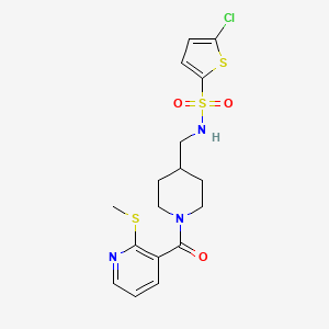 molecular formula C17H20ClN3O3S3 B2410872 5-クロロ-N-((1-(2-(メチルチオ)ニコチノイル)ピペリジン-4-イル)メチル)チオフェン-2-スルホンアミド CAS No. 1235107-24-0