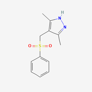 molecular formula C12H14N2O2S B2410877 4-[(benzenesulfonyl)methyl]-3,5-dimethyl-1H-pyrazole CAS No. 321574-40-7