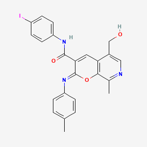 (2Z)-5-(hydroxymethyl)-N-(4-iodophenyl)-8-methyl-2-[(4-methylphenyl)imino]-2H-pyrano[2,3-c]pyridine-3-carboxamide