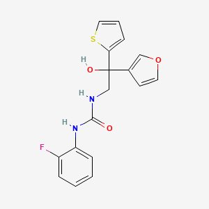 molecular formula C17H15FN2O3S B2410892 1-(2-Fluorophenyl)-3-(2-(furan-3-yl)-2-hydroxy-2-(thiophen-2-yl)ethyl)urea CAS No. 2034240-57-6