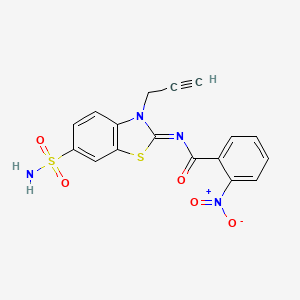 2-nitro-N-(3-prop-2-ynyl-6-sulfamoyl-1,3-benzothiazol-2-ylidene)benzamide