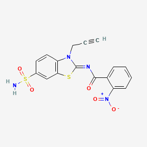 molecular formula C17H12N4O5S2 B2410898 2-nitro-N-(3-prop-2-ynyl-6-sulfamoyl-1,3-benzothiazol-2-ylidene)benzamide CAS No. 887204-35-5