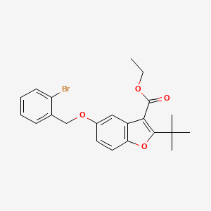 molecular formula C22H23BrO4 B2410901 Ethyl 5-[(2-bromophenyl)methoxy]-2-tert-butyl-1-benzofuran-3-carboxylate CAS No. 384794-28-9