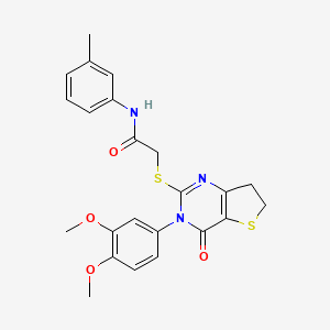 molecular formula C23H23N3O4S2 B2410919 2-((3-(3,4-dimethoxyphenyl)-4-oxo-3,4,6,7-tetrahydrothieno[3,2-d]pyrimidin-2-yl)thio)-N-(m-tolyl)acetamide CAS No. 877655-66-8