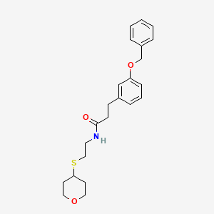 molecular formula C23H29NO3S B2410920 3-(3-(benzyloxy)phenyl)-N-(2-((tetrahydro-2H-pyran-4-yl)thio)ethyl)propanamide CAS No. 1903214-18-5