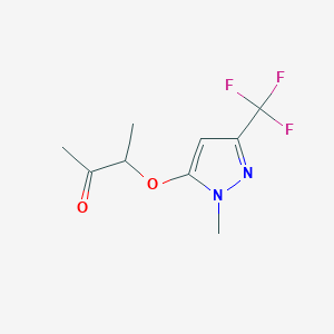 molecular formula C9H11F3N2O2 B2410923 3-{[1-methyl-3-(trifluoromethyl)-1H-pyrazol-5-yl]oxy}-2-butanone CAS No. 477708-98-8