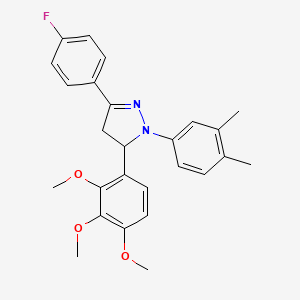 1-(3,4-dimethylphenyl)-3-(4-fluorophenyl)-5-(2,3,4-trimethoxyphenyl)-4,5-dihydro-1H-pyrazole