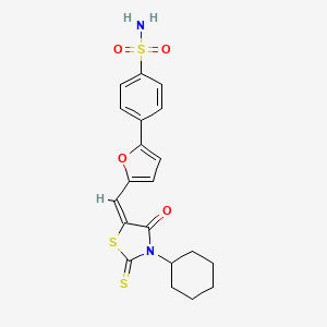 molecular formula C20H20N2O4S3 B2410929 4-[5-[(E)-(3-cyclohexyl-4-oxo-2-sulfanylidene-1,3-thiazolidin-5-ylidene)methyl]furan-2-yl]benzenesulfonamide CAS No. 324546-71-6