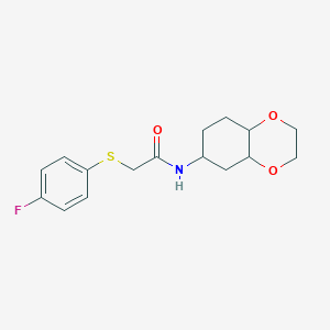 molecular formula C16H20FNO3S B2410954 2-((4-fluorophenyl)thio)-N-(octahydrobenzo[b][1,4]dioxin-6-yl)acetamide CAS No. 1902964-56-0
