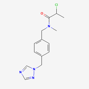 molecular formula C14H17ClN4O B2410957 2-Chloro-N-methyl-N-[[4-(1,2,4-triazol-1-ylmethyl)phenyl]methyl]propanamide CAS No. 2411262-55-8