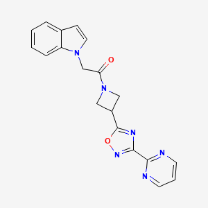 2-(1H-indol-1-yl)-1-(3-(3-(pyrimidin-2-yl)-1,2,4-oxadiazol-5-yl)azetidin-1-yl)ethanone