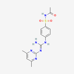molecular formula C15H18N6O3S B2410976 N-[(4-{[[(4,6-dimethylpyrimidin-2-yl)amino](imino)methyl]amino}phenyl)sulfonyl]acetamide CAS No. 332144-45-3