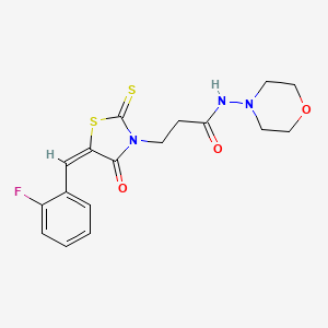 molecular formula C17H18FN3O3S2 B2410982 (E)-3-(5-(2-氟苄叉)-4-氧代-2-硫代噻唑烷-3-基)-N-吗啉代丙酰胺 CAS No. 477488-39-4