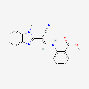 molecular formula C19H16N4O2 B2410984 (E)-methyl 2-((2-cyano-2-(1-methyl-1H-benzo[d]imidazol-2-yl)vinyl)amino)benzoate CAS No. 578756-85-1