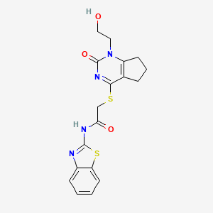 N-(benzo[d]thiazol-2-yl)-2-((1-(2-hydroxyethyl)-2-oxo-2,5,6,7-tetrahydro-1H-cyclopenta[d]pyrimidin-4-yl)thio)acetamide