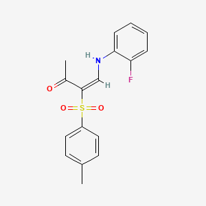 (E)-4-(2-fluoroanilino)-3-(4-methylphenyl)sulfonylbut-3-en-2-one