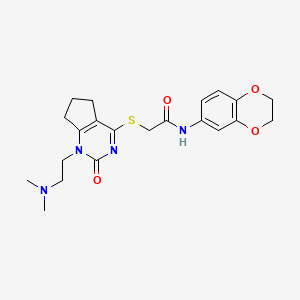 N-(2,3-dihydrobenzo[b][1,4]dioxin-6-yl)-2-((1-(2-(dimethylamino)ethyl)-2-oxo-2,5,6,7-tetrahydro-1H-cyclopenta[d]pyrimidin-4-yl)thio)acetamide