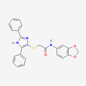 molecular formula C24H19N3O3S B2411026 N-1,3-benzodioxol-5-yl-2-[(2,5-diphenyl-1H-imidazol-4-yl)thio]acetamide CAS No. 901242-82-8