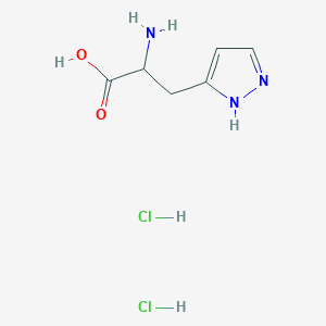 molecular formula C6H11Cl2N3O2 B2411049 2-氨基-3-(1H-吡唑-3-基)丙酸二盐酸盐 CAS No. 1955519-48-8