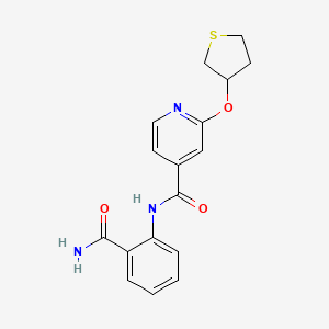 molecular formula C17H17N3O3S B2411053 N-(2-carbamoylphenyl)-2-((tetrahydrothiophen-3-yl)oxy)isonicotinamide CAS No. 2034497-38-4