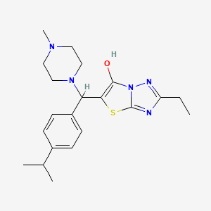 molecular formula C21H29N5OS B2411054 2-乙基-5-((4-异丙基苯基)(4-甲基哌嗪-1-基)甲基)噻唑并[3,2-b][1,2,4]三唑-6-醇 CAS No. 886910-54-9