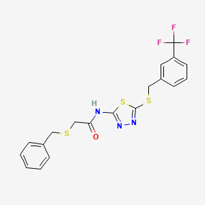 2-benzylsulfanyl-N-[5-[[3-(trifluoromethyl)phenyl]methylsulfanyl]-1,3,4-thiadiazol-2-yl]acetamide