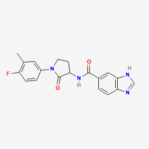 molecular formula C19H17FN4O2 B2411067 N-[1-(4-fluoro-3-methylphenyl)-2-oxotetrahydro-1H-pyrrol-3-yl]-1H-1,3-benzimidazole-5-carboxamide CAS No. 1775293-23-6