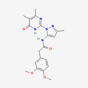 molecular formula C20H23N5O4 B2411073 2-(3,4-dimethoxyphenyl)-N-(1-(4,5-dimethyl-6-oxo-1,6-dihydropyrimidin-2-yl)-3-methyl-1H-pyrazol-5-yl)acetamide CAS No. 1004680-66-3