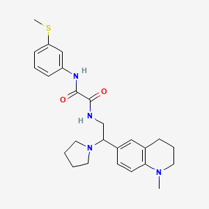 molecular formula C25H32N4O2S B2411081 N-[2-(1-methyl-1,2,3,4-tetrahydroquinolin-6-yl)-2-pyrrolidin-1-ylethyl]-N'-[3-(methylthio)phenyl]ethanediamide CAS No. 922064-91-3