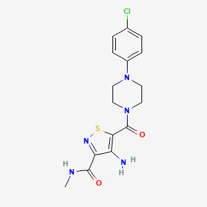 molecular formula C16H18ClN5O2S B2411093 4-amino-5-(4-(4-chlorophenyl)piperazine-1-carbonyl)-N-methylisothiazole-3-carboxamide CAS No. 1286703-01-2