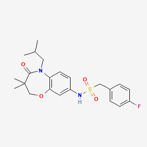molecular formula C22H27FN2O4S B2411096 1-(4-fluorophenyl)-N-(5-isobutyl-3,3-dimethyl-4-oxo-2,3,4,5-tetrahydrobenzo[b][1,4]oxazepin-8-yl)methanesulfonamide CAS No. 922050-76-8