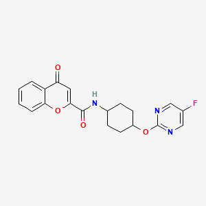 molecular formula C20H18FN3O4 B2411101 N-((1r,4r)-4-((5-fluoropyrimidin-2-yl)oxy)cyclohexyl)-4-oxo-4H-chromene-2-carboxamide CAS No. 2034502-28-6