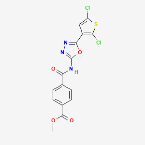 molecular formula C15H9Cl2N3O4S B2411104 Methyl 4-((5-(2,5-dichlorothiophen-3-yl)-1,3,4-oxadiazol-2-yl)carbamoyl)benzoate CAS No. 1171554-95-2