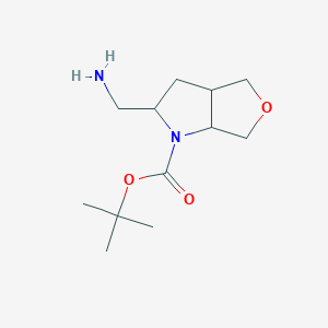 molecular formula C12H22N2O3 B2411109 tert-Butyl 2-(aminomethyl)hexahydro-1H-furo[3,4-b]pyrrole-1-carboxylate CAS No. 2167522-18-9