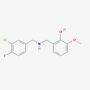 molecular formula C15H15ClFNO2 B2411110 2-{[(3-Chloro-4-fluorobenzyl)amino]methyl}-6-methoxyphenol CAS No. 1223879-65-9