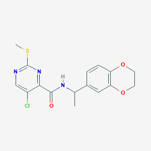 molecular formula C16H16ClN3O3S B2411119 5-chloro-N-[1-(2,3-dihydro-1,4-benzodioxin-6-yl)ethyl]-2-(methylsulfanyl)pyrimidine-4-carboxamide CAS No. 1100159-52-1