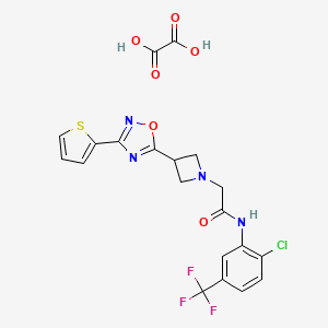 molecular formula C20H16ClF3N4O6S B2411134 N-(2-chloro-5-(trifluoromethyl)phenyl)-2-(3-(3-(thiophen-2-yl)-1,2,4-oxadiazol-5-yl)azetidin-1-yl)acetamide oxalate CAS No. 1351659-67-0