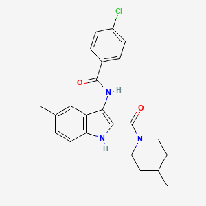 molecular formula C23H24ClN3O2 B2411136 4-chloro-N-[5-méthyl-2-(4-méthylpipéridine-1-carbonyl)-1H-indol-3-yl]benzamide CAS No. 1029764-75-7