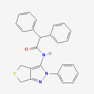 2,2-diphenyl-N-(2-phenyl-4,6-dihydro-2H-thieno[3,4-c]pyrazol-3-yl)acetamide