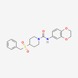 molecular formula C21H24N2O5S B2411146 4-(苄磺酰基)-N-(2,3-二氢苯并[b][1,4]二氧杂环-6-基)哌啶-1-甲酰胺 CAS No. 2034467-44-0