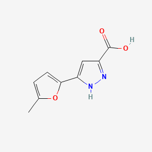 molecular formula C9H8N2O3 B2411154 3-(5-methyl-2-furyl)-1H-pyrazole-5-carboxylic acid CAS No. 879442-52-1; 909092-64-4