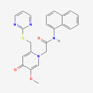 molecular formula C23H20N4O3S B2411156 2-(5-methoxy-4-oxo-2-((pyrimidin-2-ylthio)methyl)pyridin-1(4H)-yl)-N-(naphthalen-1-yl)acetamide CAS No. 1005292-11-4